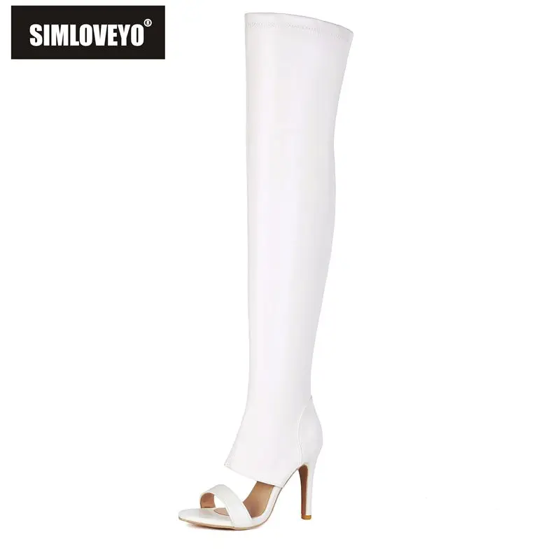 

SIMLOVEYO Черные сексуальные женские сандалии с круглым носком, на шпильке 10 см, на молнии, большие размеры 46, 47, 48, высокие ботфорты для свиданий