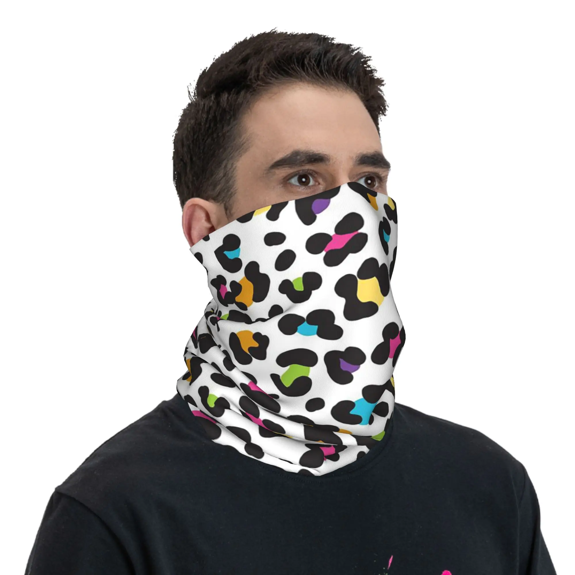 Orange Leopard Bandana Neck Cover Printed Wrap Scarf Headwear Riding for Men Women Adult Breathable