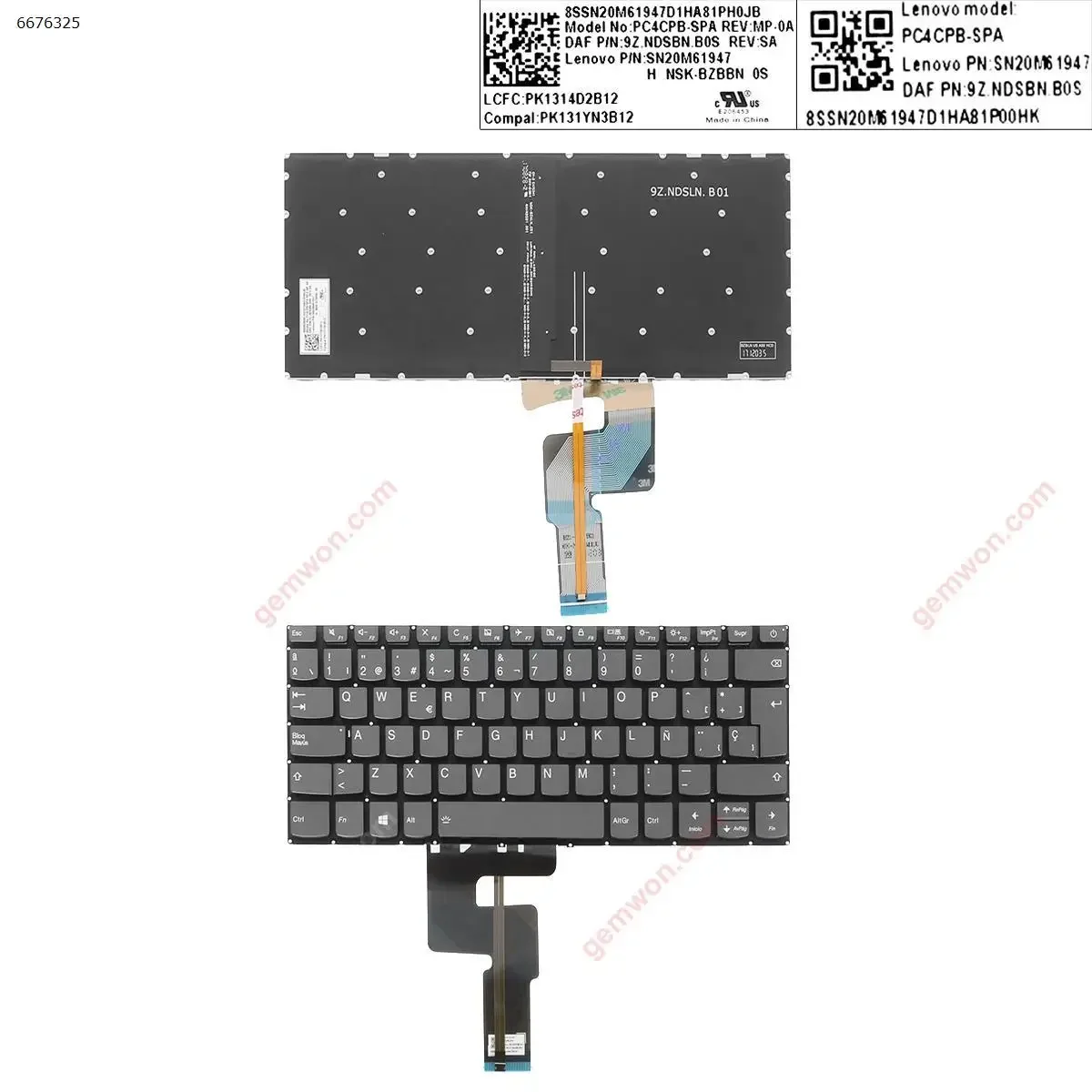 

Клавиатура для ноутбука SP Lenovo IdeaPad 320-14ISK 320S-14IKB 320S-14IKBR серая с подсветкой