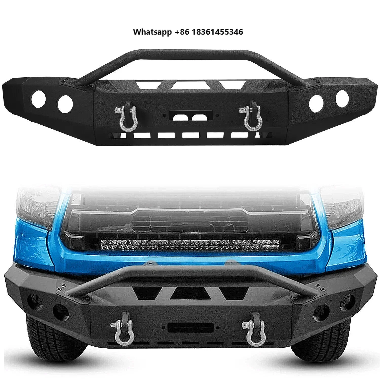 For Tundra 2014-2021 Steel Front Bumper Off-Road W/ Winch Plate & D-Rings