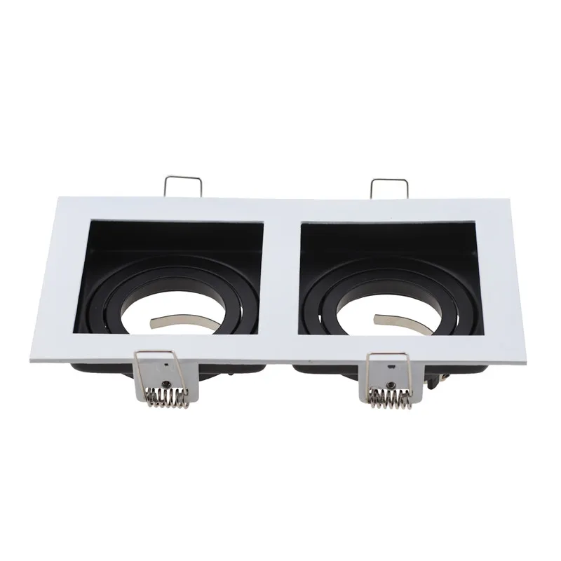 Aluminum Alloy Square Double Head Led Spotlight Housing Fixture Cut Out 90mm Fixture Frame