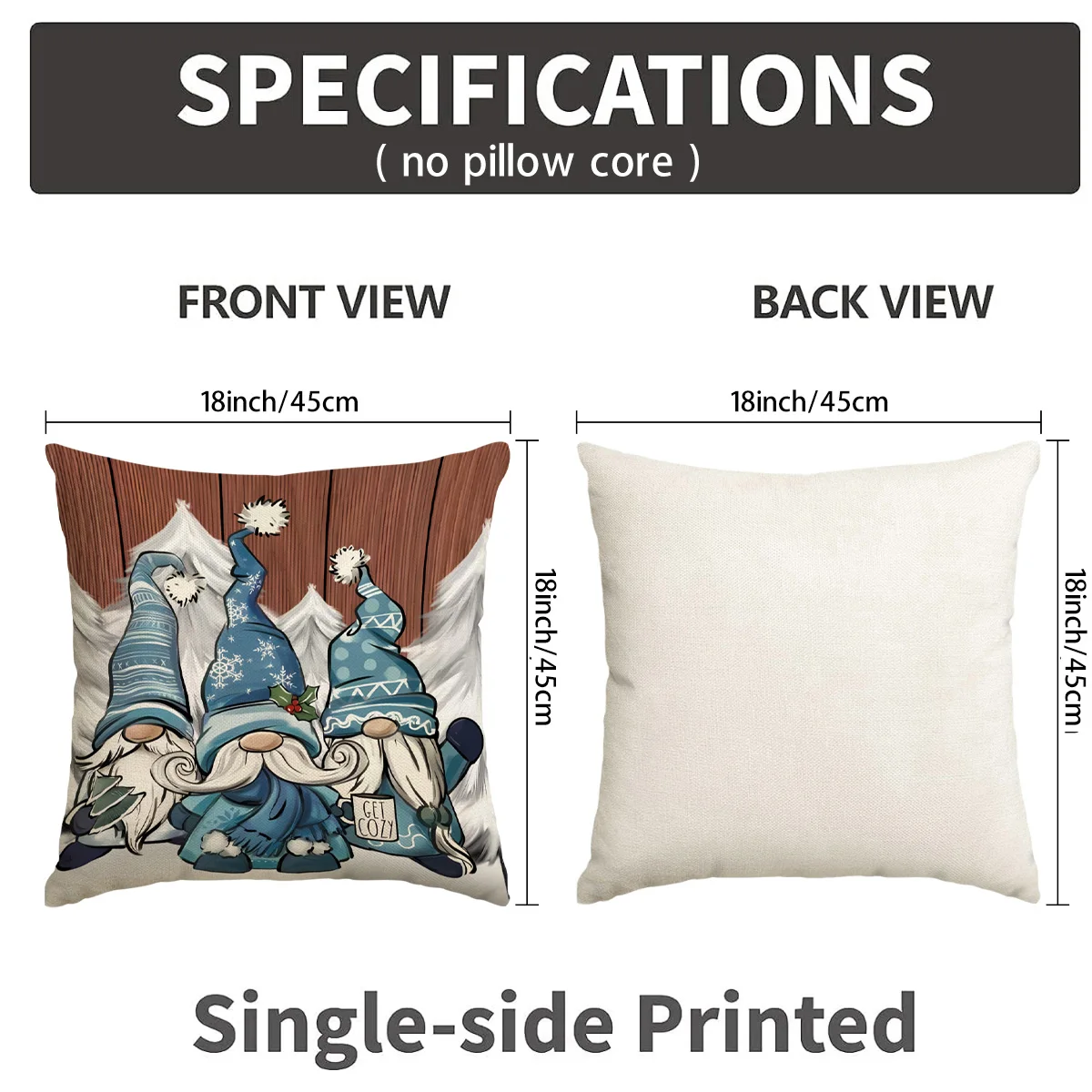 1/4pcs blue Christmas decorative pillowcases, snowflake Christmas elf hot cocoa design cushion covers, Christmas decorations
