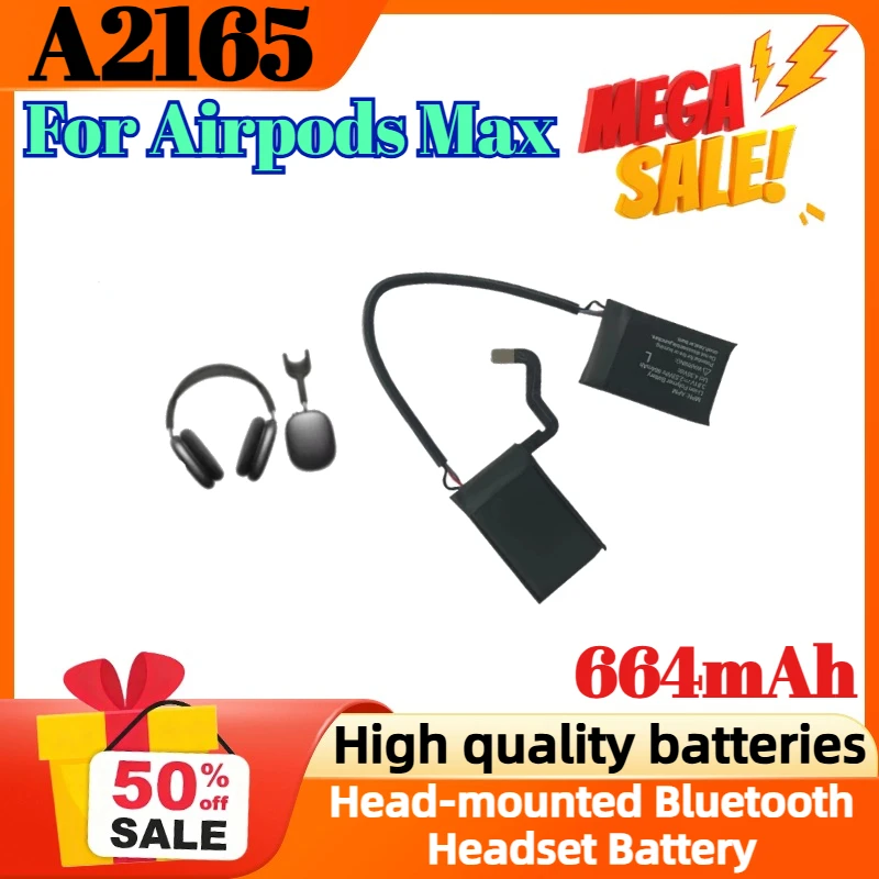 

A2165 664mAh Digital Battery for Apple Airpodsmax Headset for Airpods Max Head-mounted Bluetooth Headset Battery