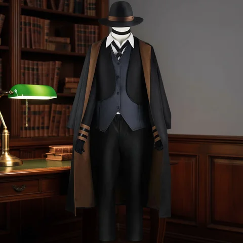 Nakahara Chuuya Cosplay Costume  Include Hat Uniform Trench Coat Pants Big Size Outfits Halloween Party for Comic Con