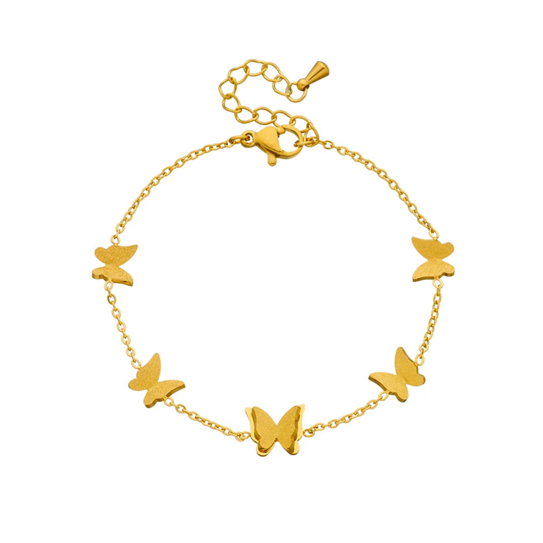 

Cute Fashion Animal Butterfly Charm Bracelet Female Gold Color Stainless Steel Chain Link Bracelet for Women Punk Jewelry Gift
