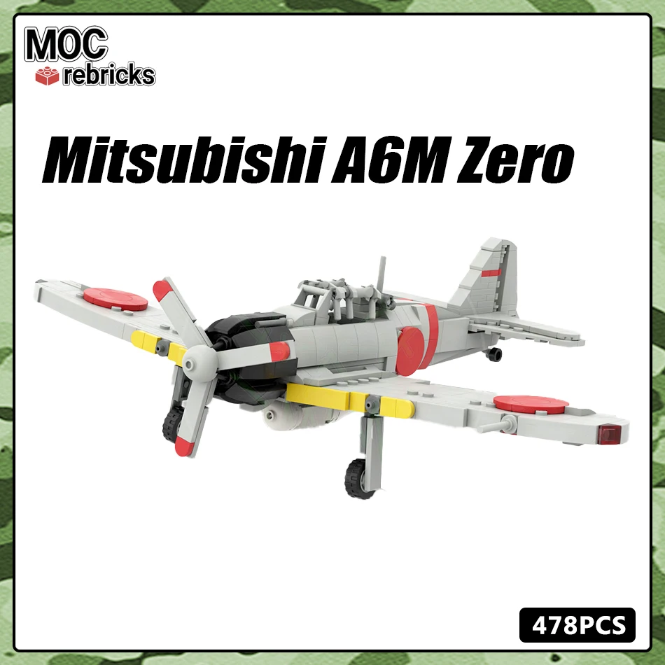 

WW2 Military Fighter Series A6M Zero Aircraft MOC Building Block Model Brick Toys Airplane Assemble Education Children Xmas Gift