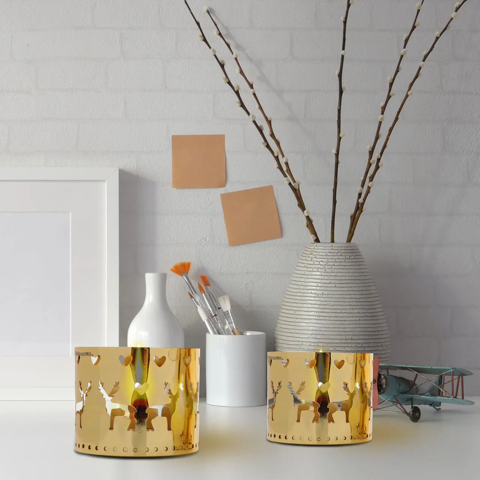 

3pcs Christmas Holder Hollow Iron Desktop Decorative Stand For Home Wedding Party Tea Light Holder Xmas Decor