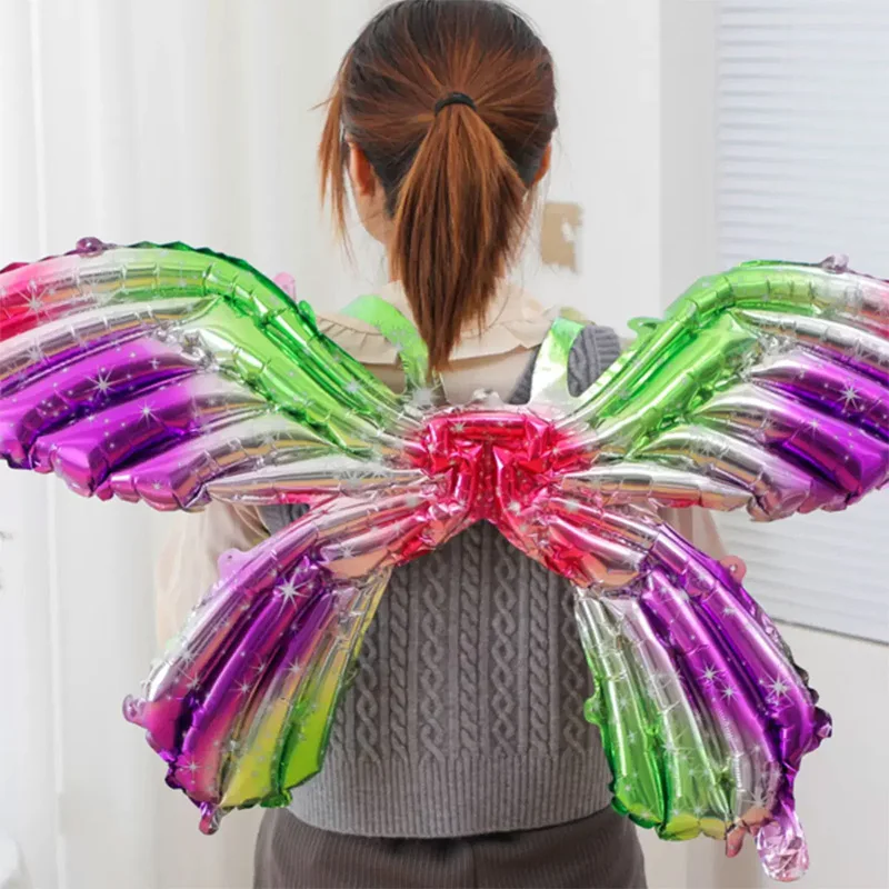 2pcs 3D Butterfly Wing Balloons DIY Backpack Rainbow Gradient Butterfly Foil Ballon Wedding Birthday Party Decorations Shower