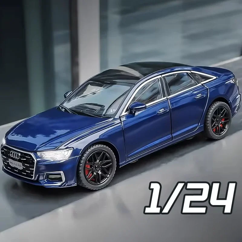 1:24 Audi A6 Alloy Car Model Diecasts Metal Toy Car Model High Simulation Sound and Light Collection Zabawka dla dzieci Prezent