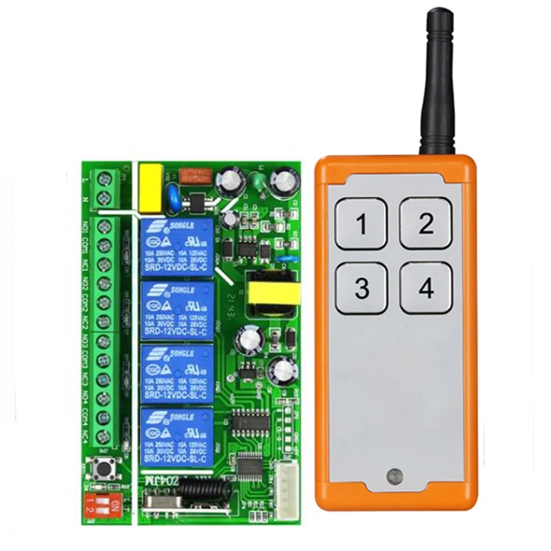 433MHz Universal Wireless Remote Control AC110V 220V 4CH Relay Radio controller Receiver Module RF Switch & Gate Garage opener