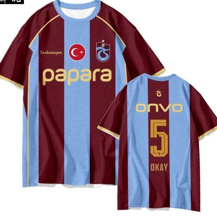 26-27 Türkische Superliga Trabzon Team Uniform Salah Fußballkleidung 3D Schnelltrocknend Kurzarm Heimtrikot Familien-Set – Detail 6