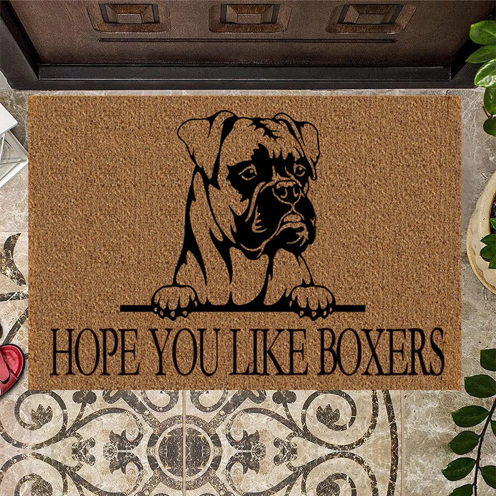 Hope You Like Boxers Welcome Mat  Perfect Gift for Dog Owner Pet Lover Personalized Doormat