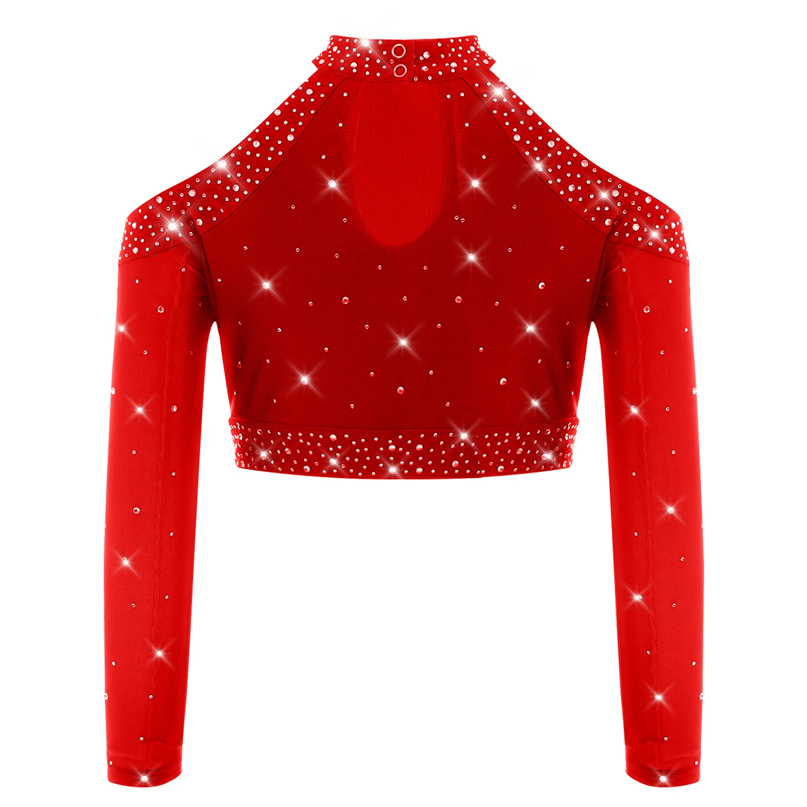 

Fashion Girls Hollow Out Long Sleeve Jazz Dance Crop Top Children's T-shirts Streetwear Kids Shiny Sequins Tops Disco Costumes