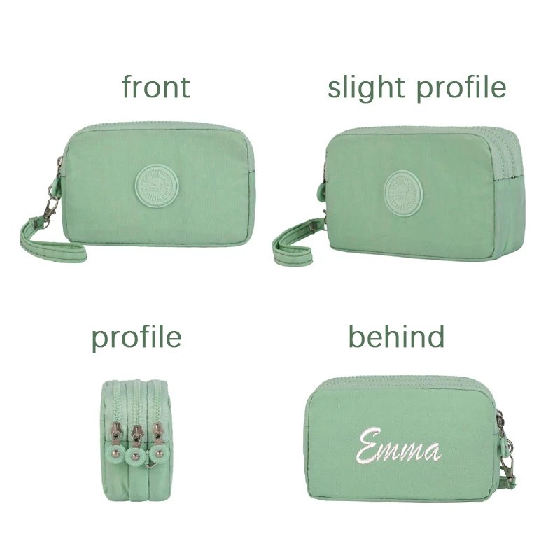 Embroidered Custom-Macaron Colours, Three Practical Compartments, A Fashionable Coin Purse, Phone Bag, Makeup Bag, Toiletry Bag!