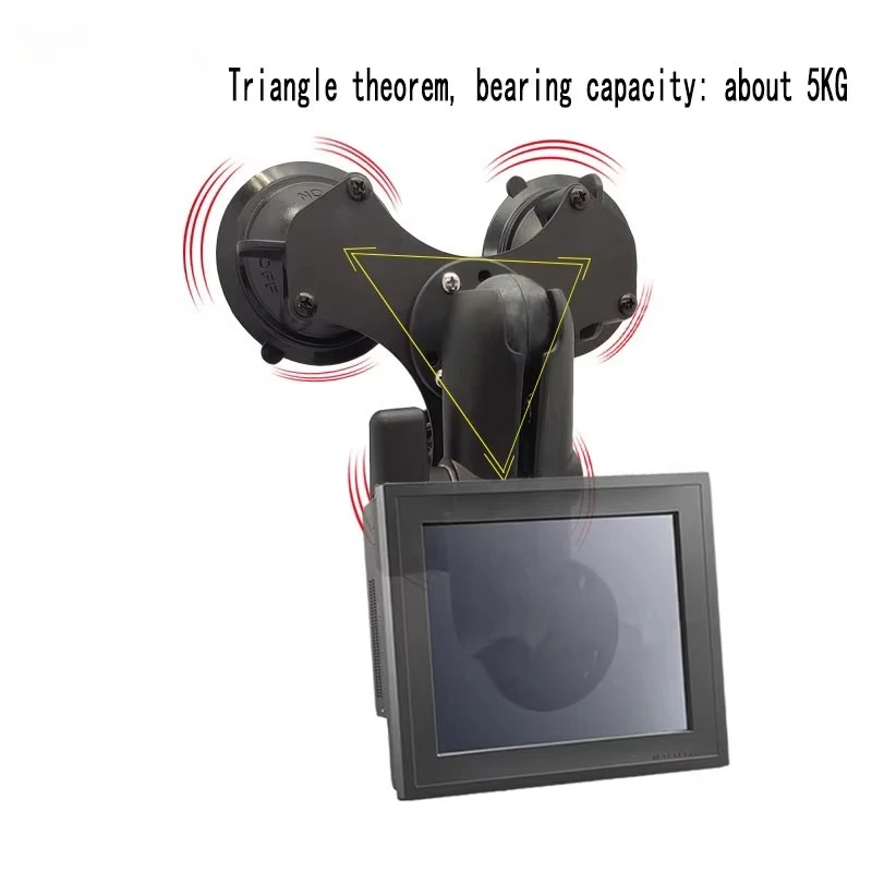 Triple Suction Cup Mount Twist Lock Base with 1.5 Inch Ball Base Mount for RAM Phone Holder