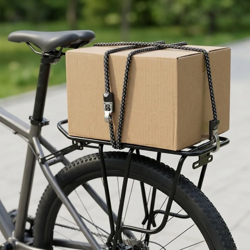 Adjustable Cargo Bungee Strap with Plastic Hooks for Bicycle Luggage Securing 65cm for Black Elastic Tie Down Rope