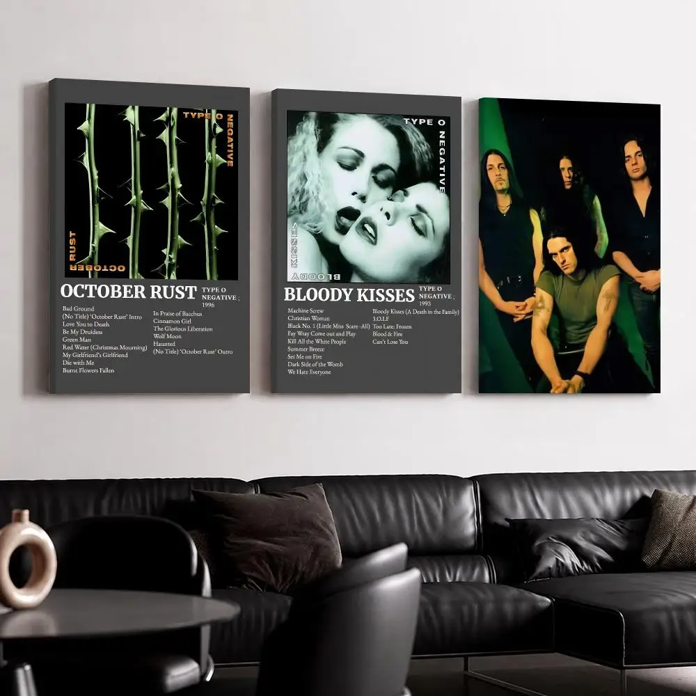 Rock Band T-Type O N-Negative Framed Wall Painting Canvas Poster Ready to Hang Wall Art for Bedroom Living Room Home Decor Gift