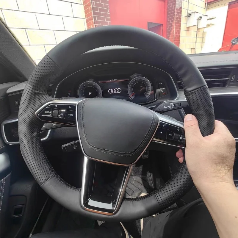

Hand-Sewn Microfiber Leather Car Steering Wheel Q3 Q5 Q5L Q7 A4L A3 A8L A5 Accessories Steering Wheel Cover For Audi A6L