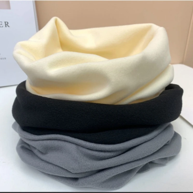 Pure Wool Knitted Ring Scarf Elegant Neckerscarf Female Soft Warm Cashmere False Collar Neck Warmer Hairband Winter