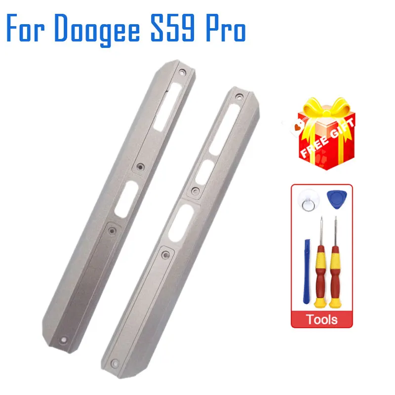 New Housing A Front shell Middle Side Metal Frame Cases Middle Case + Power Volume Custom Button Repair Parts For Doogee S59 Pro