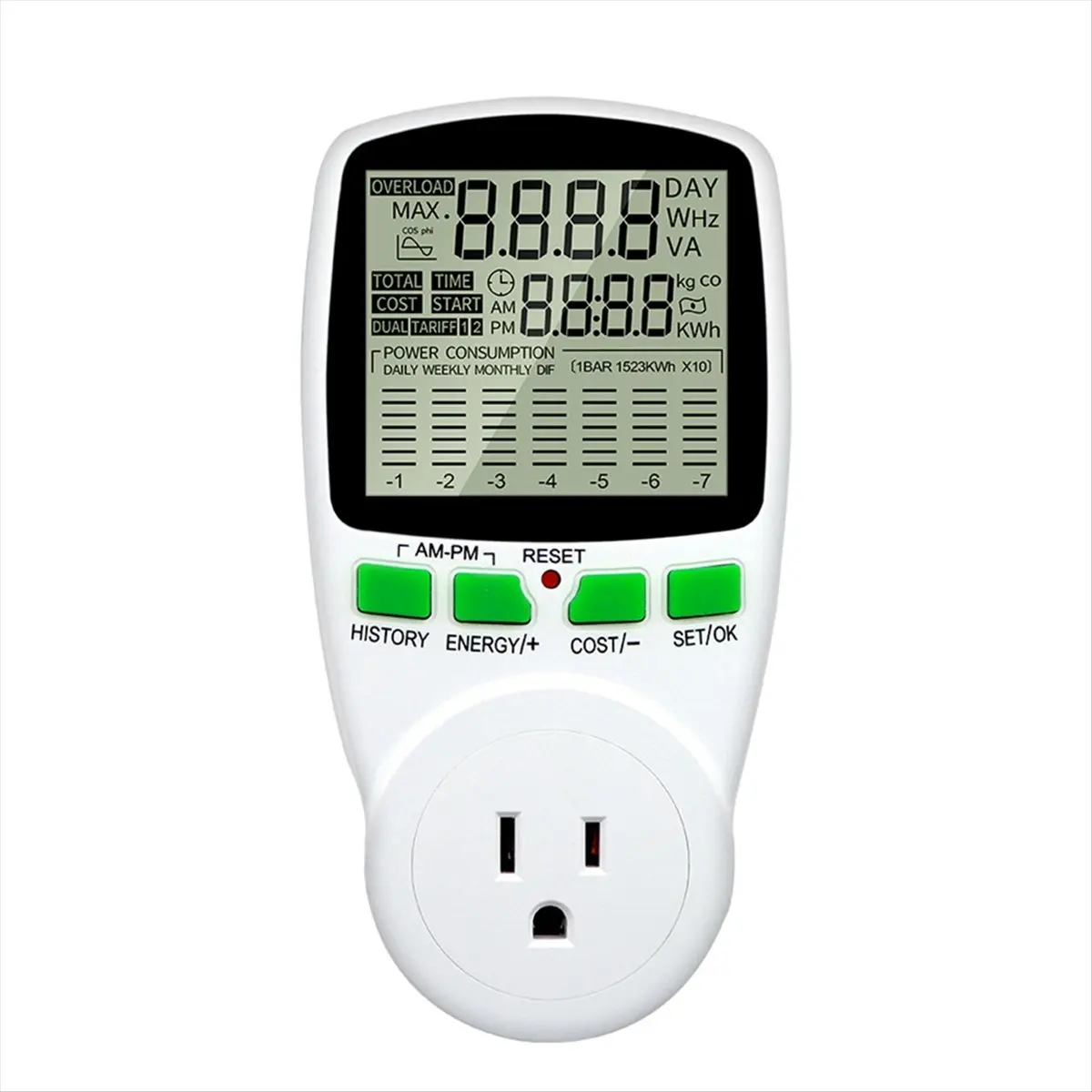 ABYA Digital LCD Meter Wattmeter Wattage Electricity Kwh Power Meter Measuring Measuring Outlet Power Analyzer US Plug