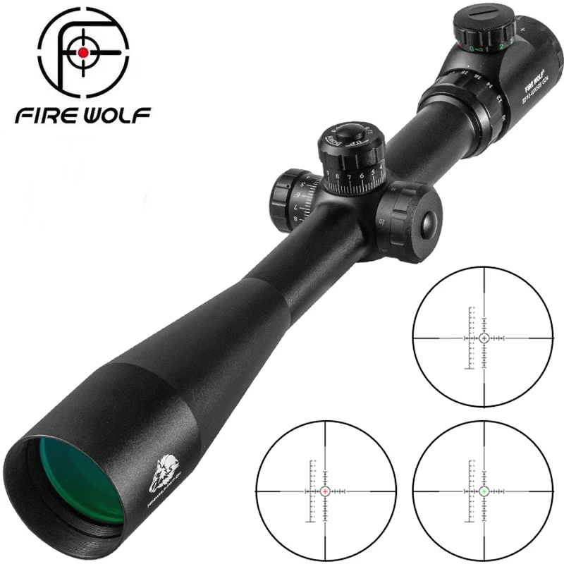 FIRE WOLF 10-40x50 Long Range Riflescope Side Wheel Parallax Optic Sight Rifle Scope Hunting Scopes Sniper Luneta Para Rifle