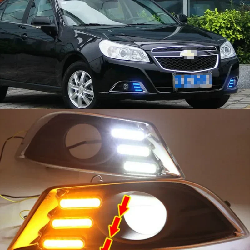 2PCS For Chevrolet Epica 2013 2014 White yellow blue LED Fog Lamps Daytime Running Light DRL