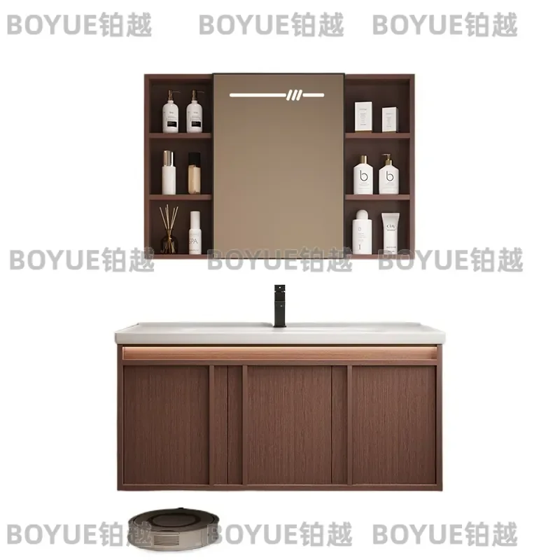 Antique Honeycomb Aluminum Bathroom Vanity Cabinet with Ceramic Integrated Sink Washbasin Combo Modern Wall Mounted Washstand