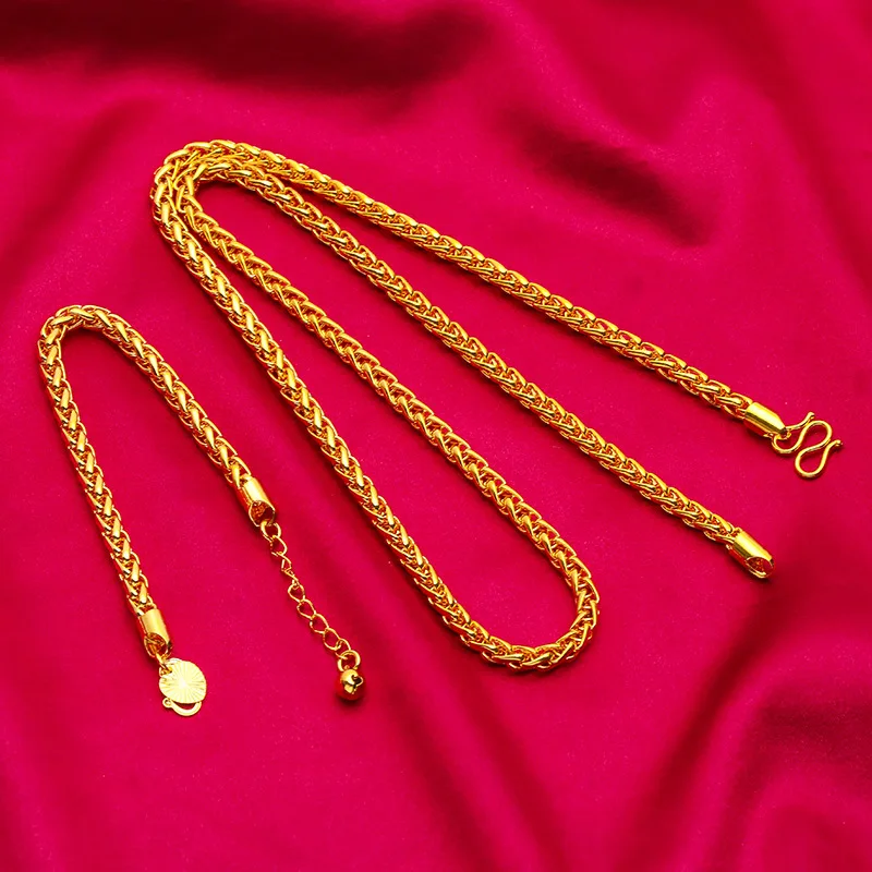 

6mm Boss Men's 24K Gold (AU999) Necklace | Liquid gold chain, gold-inlaid with business symbols