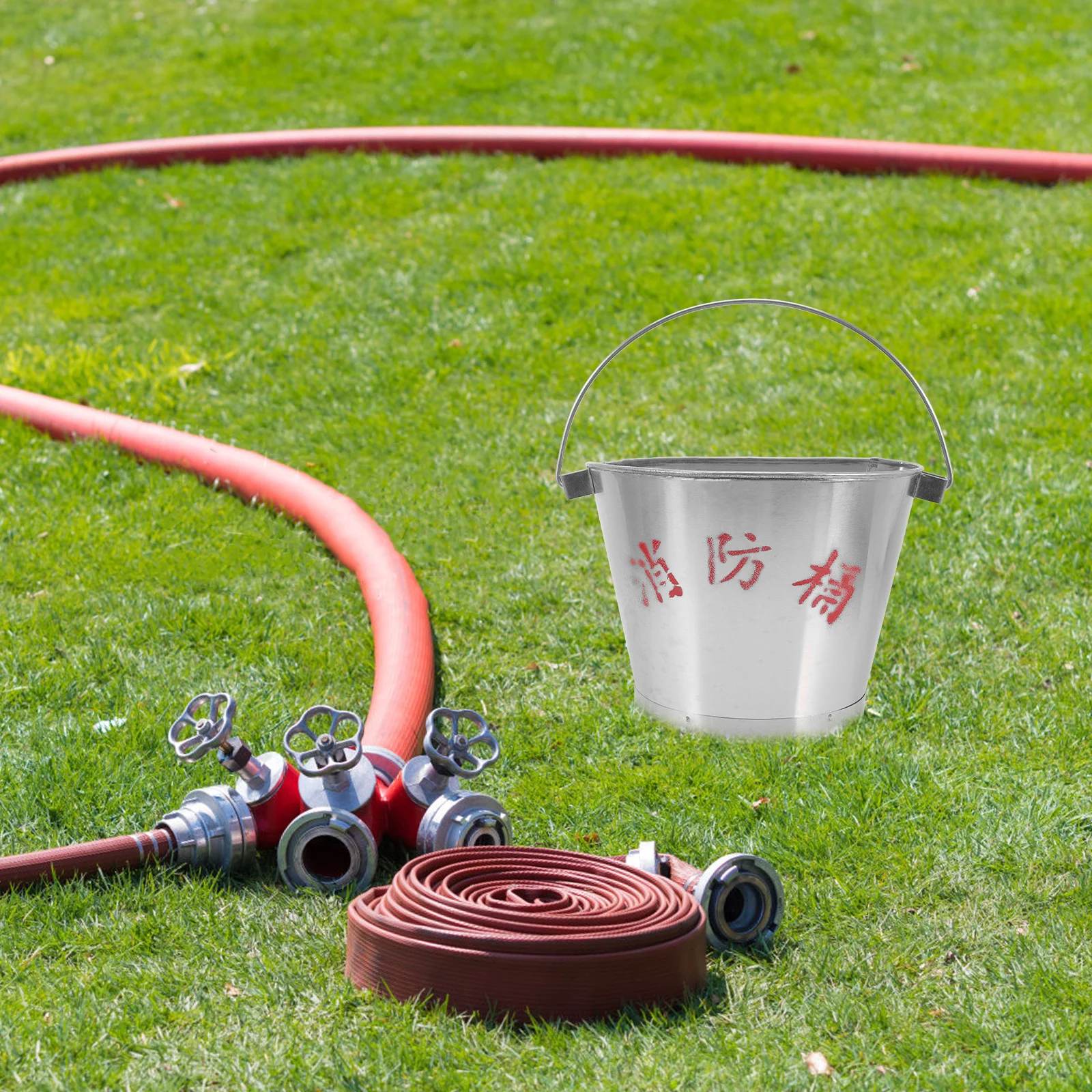 

Portable Stainless Steel Fire Bucket Sand Bucket Utility Storage Metal Emergency Heat Resistant Silver Small with Handle