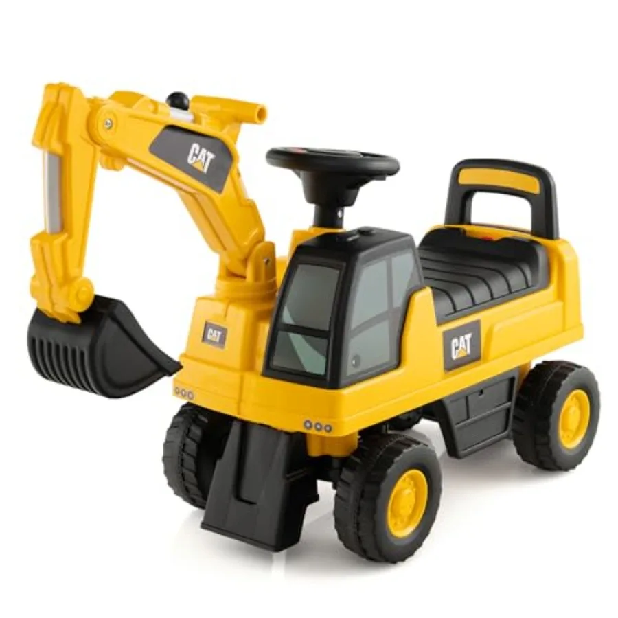 

Детский экскаватор-каталка Caterpillar с вращающимся ковшом и отсеком для хранения под сиденьем, строительная техника для малышей 1-3 лет