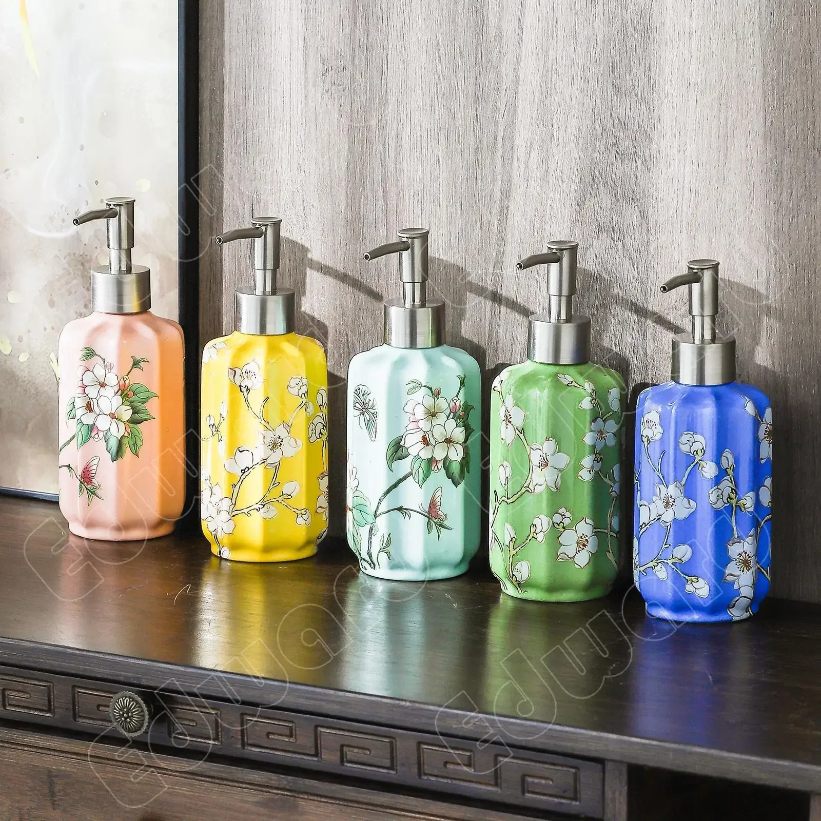 

Shampoo Bottle Ceramic Lotion Split Bottle Empty Bottles European Style Solid Color Soap Dispenser Household Hand Sanitizer Jar