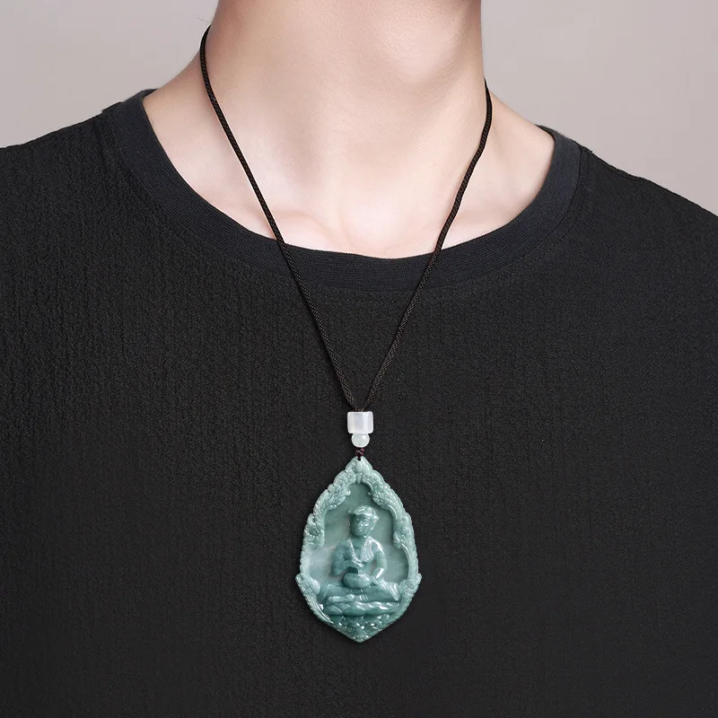 Authentic Natural A-grade Jade Blue Water Pharmacist Buddha Pendant Ice Type Pendant Four Meetings For Men's Gifts Drop Shipping