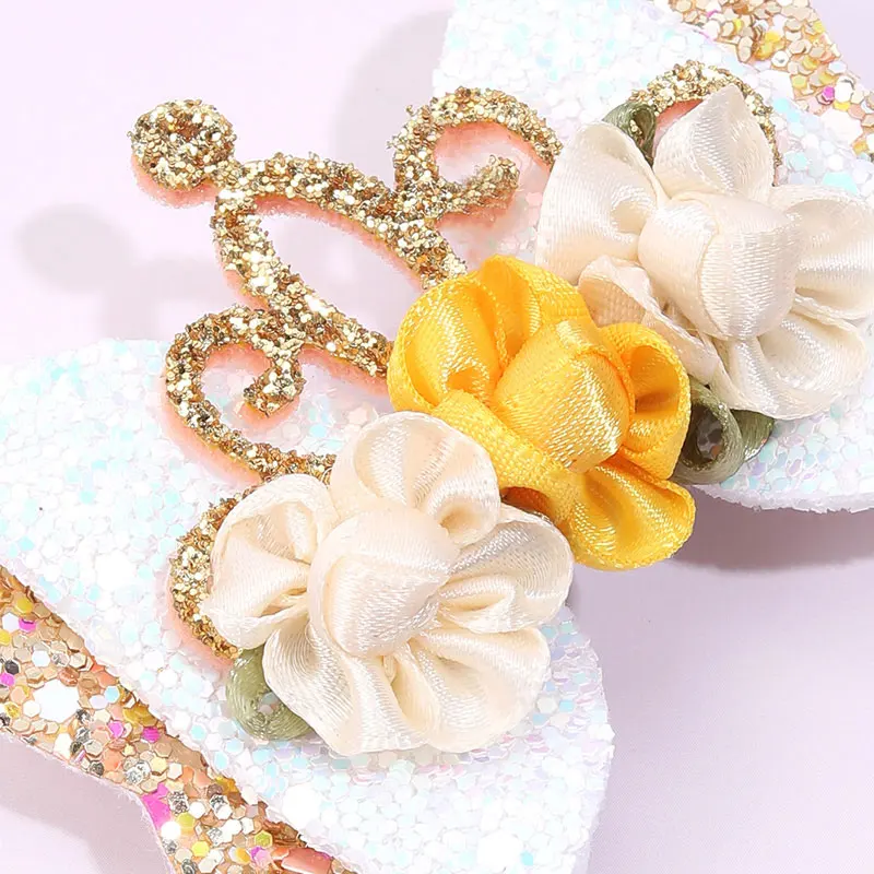 Fashion Hair Bow Clips For Girls Glitter Boutique Flower Hairpins Princess Crown Lips Hair Clip Kids Hair Ornaments Accessories