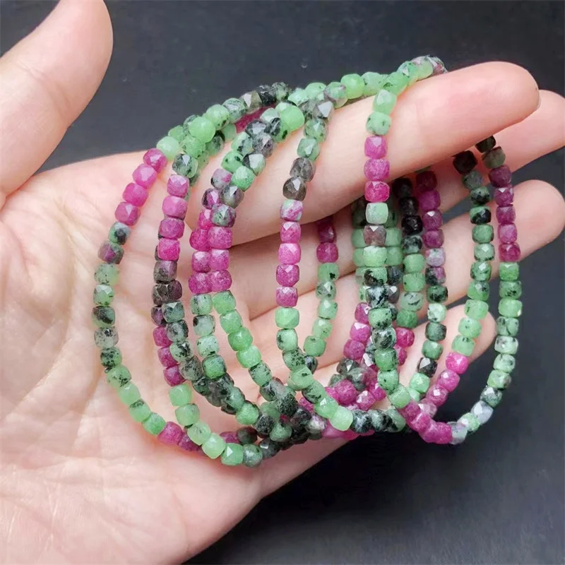 

Natural Ruby In Zoisite Bracelet Handmade Women Healing Gemstone Crystal Strand Bangles Lovers Girlfriend Jewelry Gift 1PCS