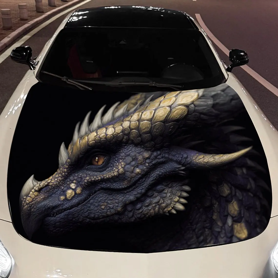 

Black Dragon with Golden Scales Car Hood Vinyl Stickers Car Surface Protection Decal Car Decoration Cover Vinyl Wraps Waterproof