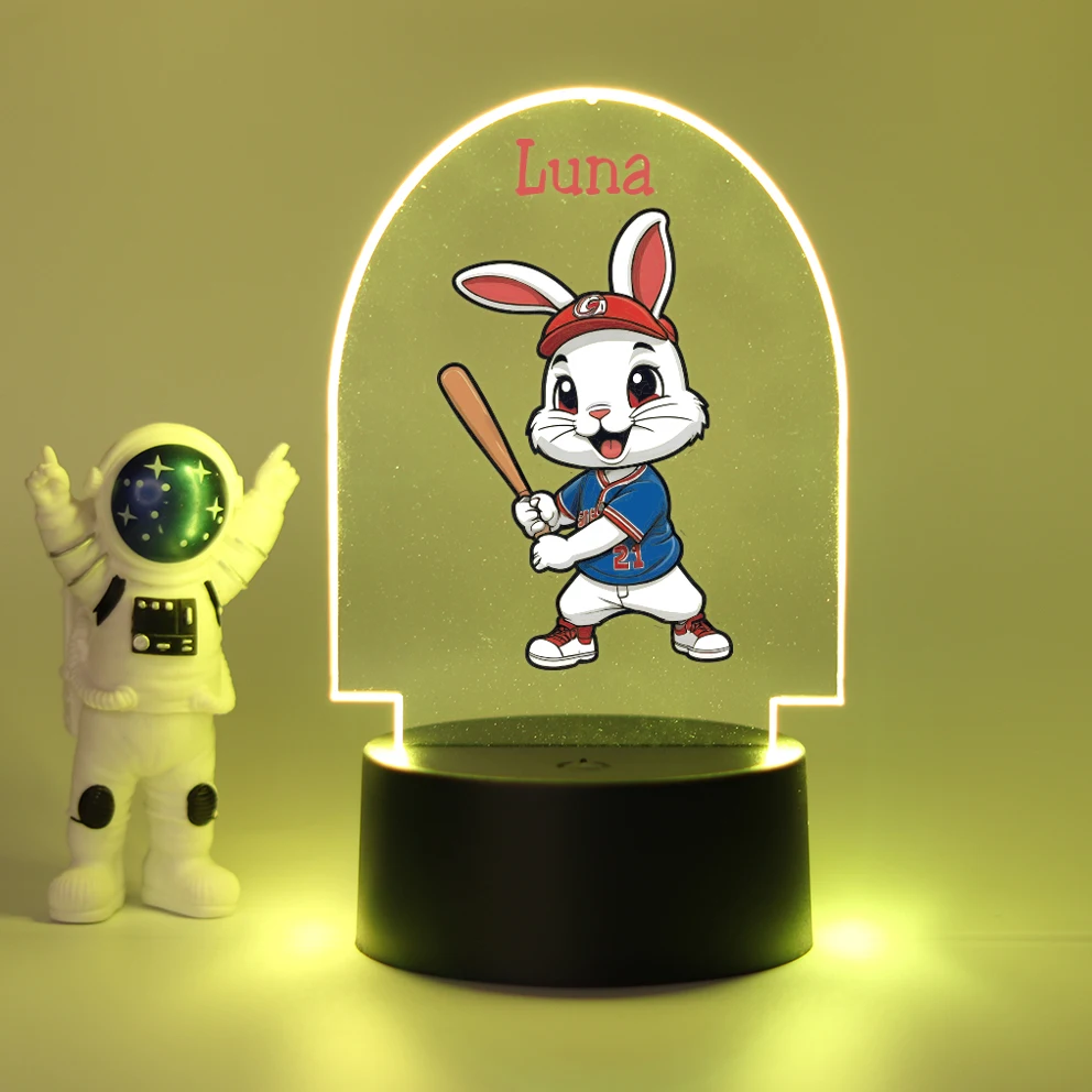 Personalized Custom Rabbit Hot  3D Led 3D Night Light With Black Base For Bedroom Decor Light For Home Children'S Night Light