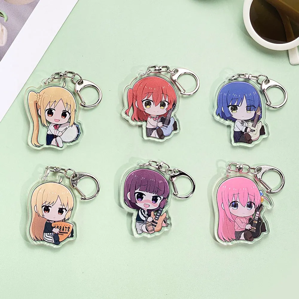 1/6Pcs Anime Figures Bocchi The Rock Acrylic Keychain Accessories Cute Bag Charm Keyring Funny Backpack Pendant Decoration Gifts