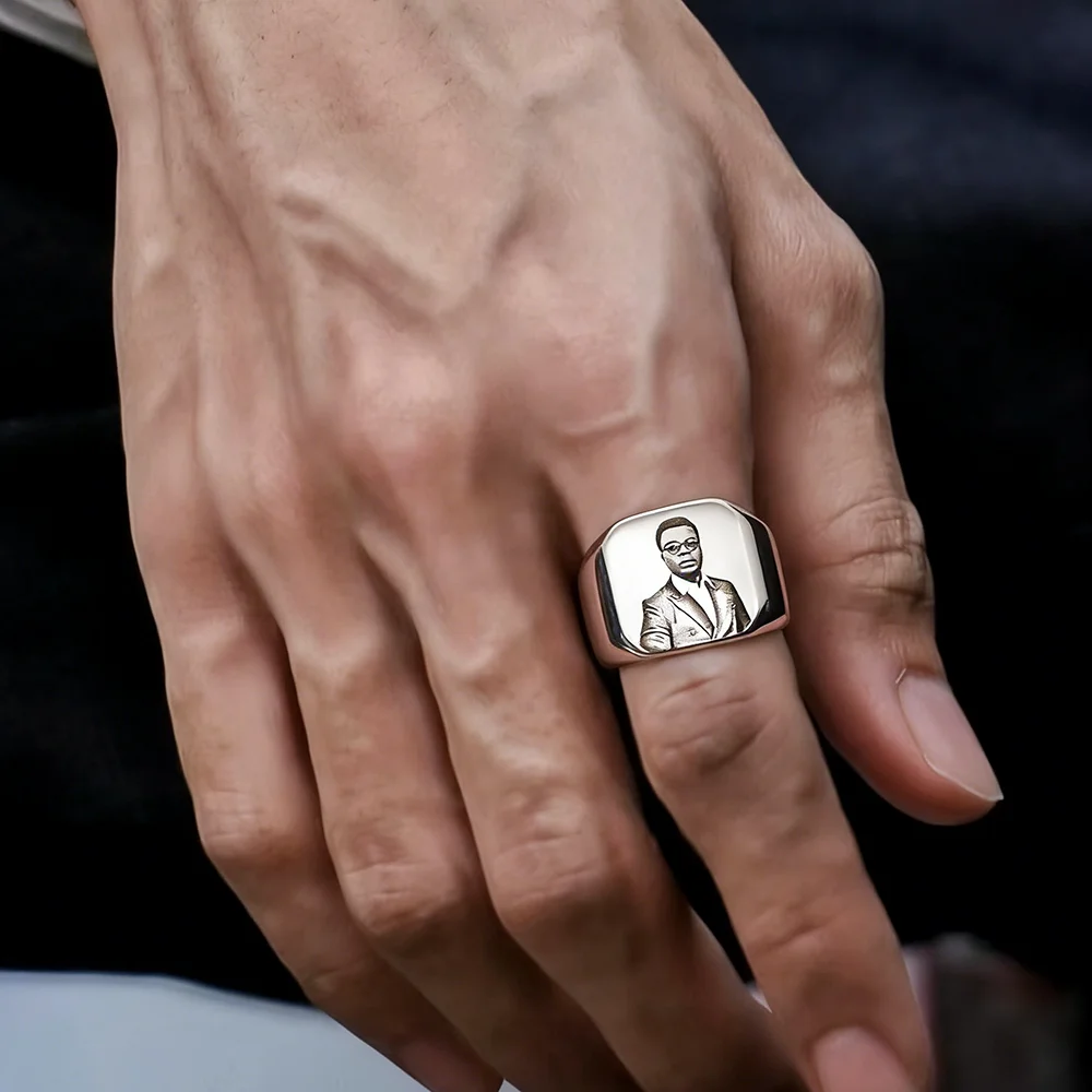 

Custom Fashion Jewelry Square Men Stainless Steel Ring Anniversary Wedding Custom Party Gift Trend Finger Jewelry Accessories