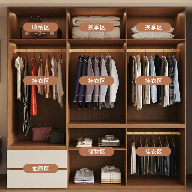 Modern Simple One Door Floor to Ceiling ENF Grade Solid Wood Wardrobe for Household Bedroom Living Room Segmented Combination