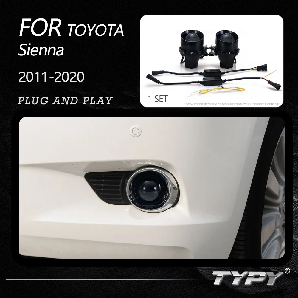 

Противотуманные фары TYPY для Toyota Sienna 2011-2020, прозрачные противотуманные фары, трехцветные фонари, эффект дальнего света, автомобильные аксессуары Plug And Play