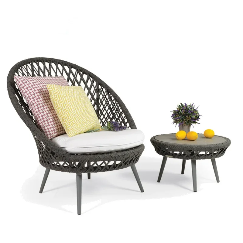 

Nordic outdoor rattan sofa coffee table set courtyard balcony outdoor terrace leisure single small rattan chair