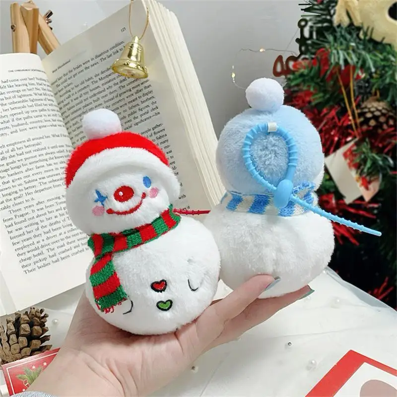 

Snowman Plush Ornament with Scarf Christmas Bag Charm Winter Plush Doll Hanging Decor Gift