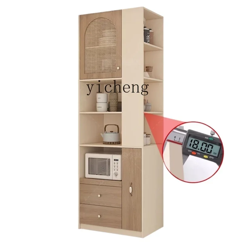ZK Cream Antique Style Gap Corner Cabinet Electrical Storage Kitchen Locker Sideboard Cabinet Integrated against the Wall