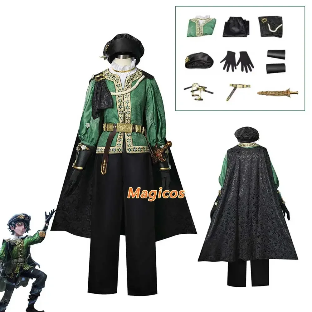 

Game Identity ⅤEmil Patient Cosplay Costume Green Uniform Cloak Set Man Halloween Christmas Carnival Roleplay Party Suit