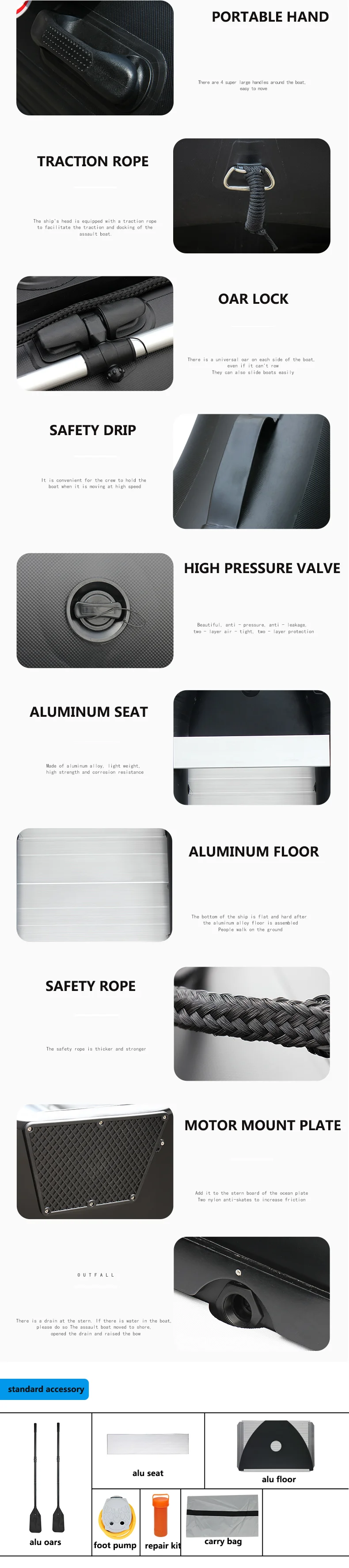 New Design Boat Inflatable PVC Coated Fabric Inflatable Motor Boat Fishing Boat With CE Certificate