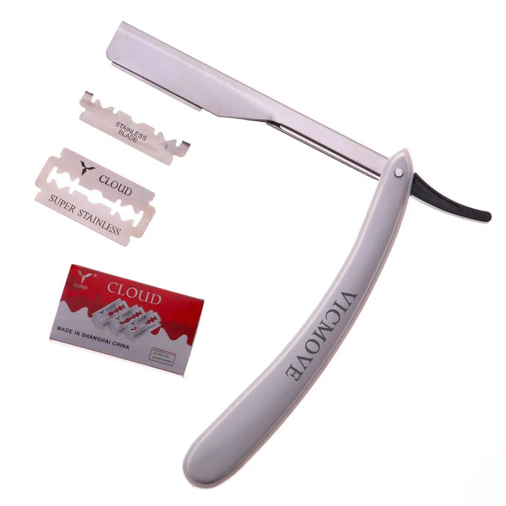 

Professional Barber Straight Edge Razor Folding Shaving Knife Hair Removal Tools Razor blades