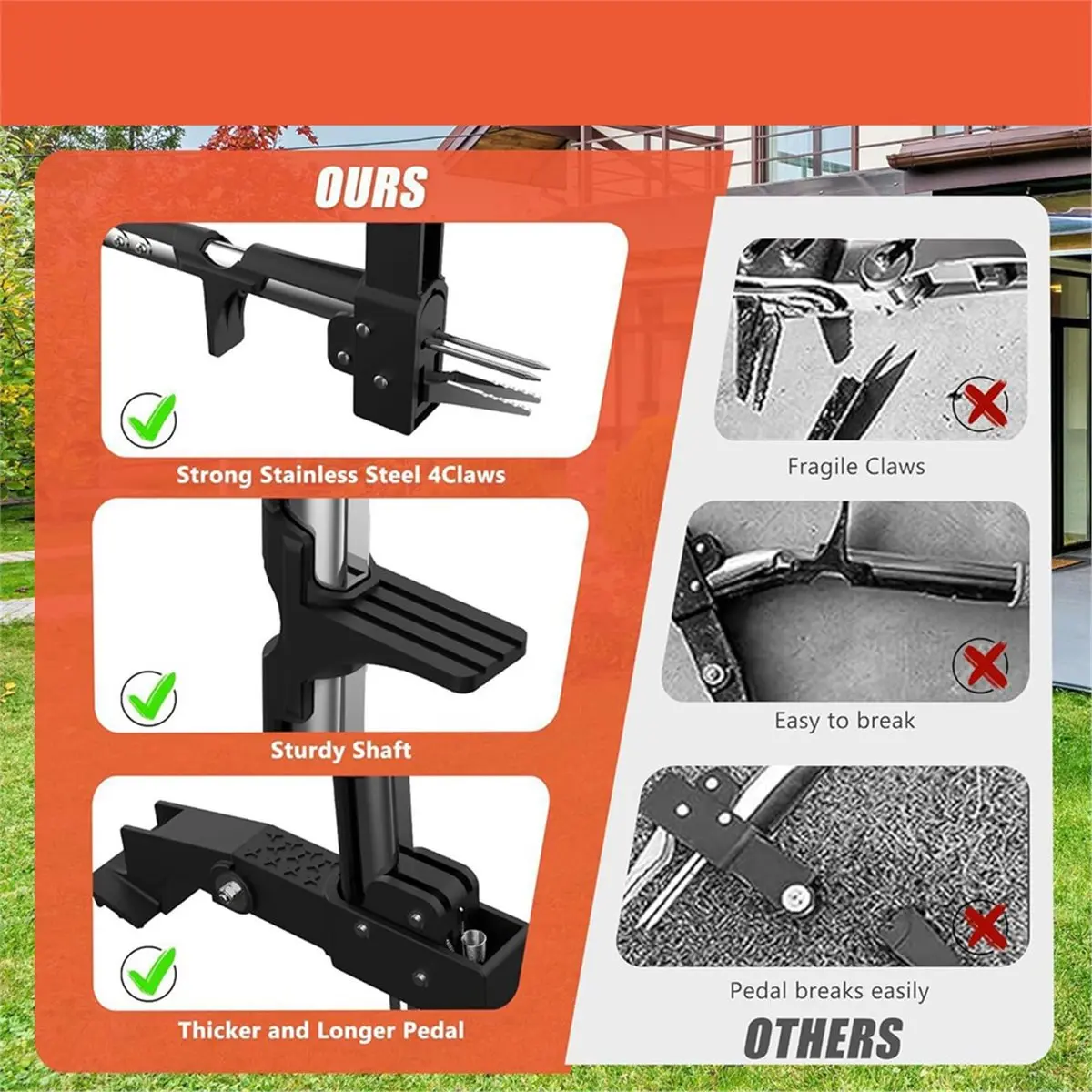 Weed Puller Tool - Stand Up Weeder with Adjustable Long Handle Aluminum Ergonomic Design for Home Gardening