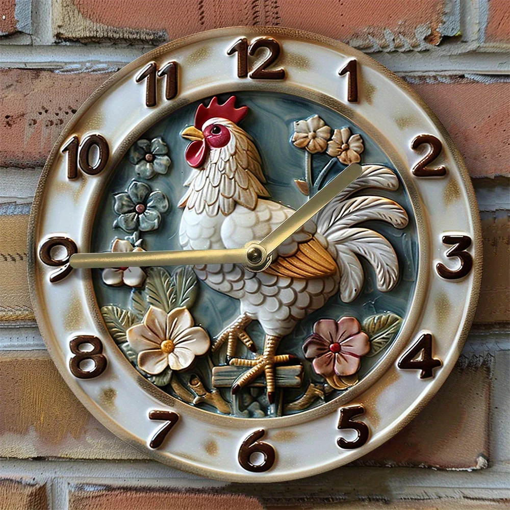 

Elegant Silent Wall Clock with Chicken Design - Aluminum, Ideal for Autumn & Thanksgiving Decor Wall Clock Modern Design