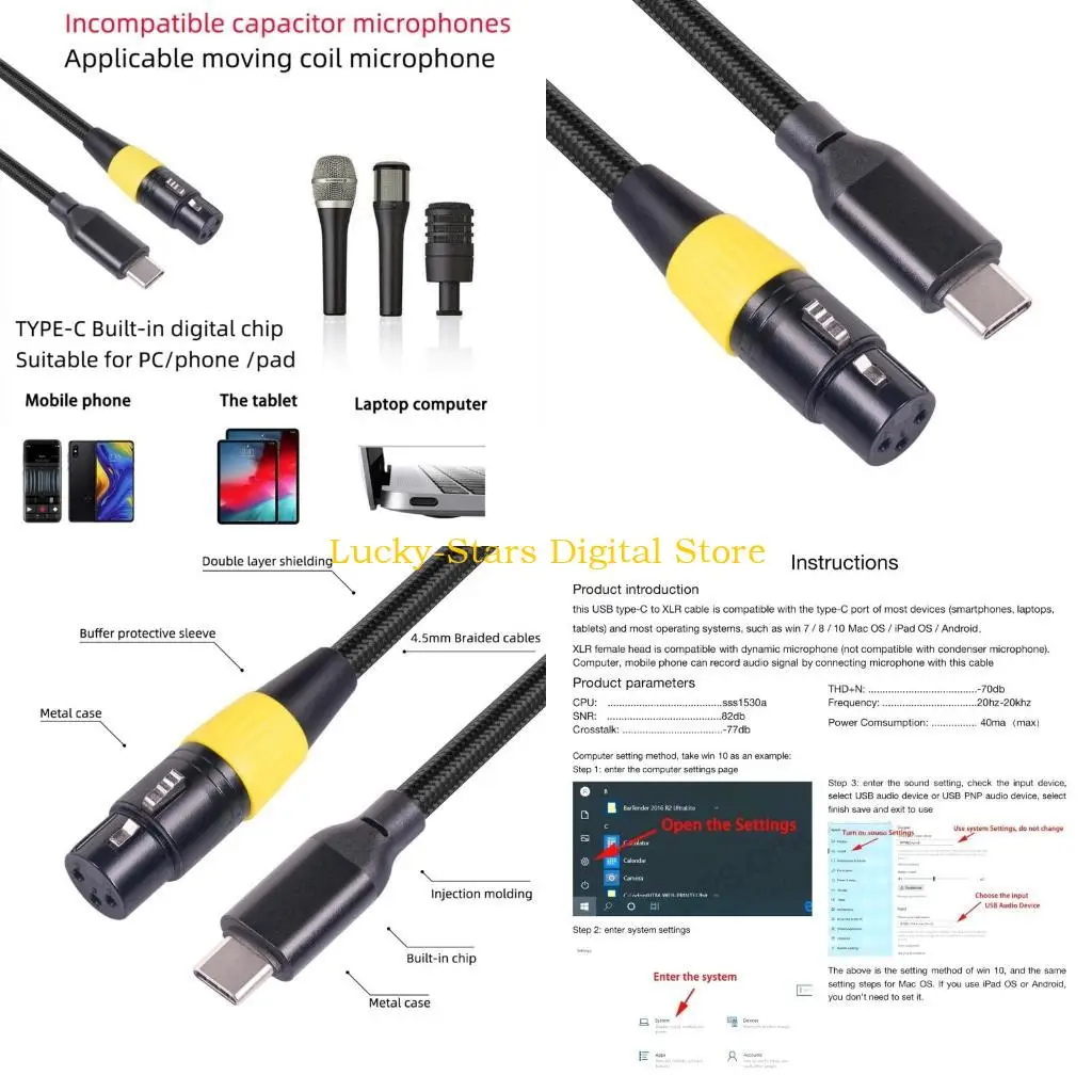 

T3EE Новый 3-балльный XLR Женский до Аудиокабель мужского пола для компьютерной ноутбуки Dynamic